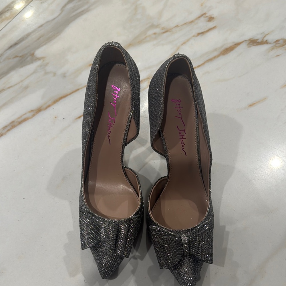 Betsey Johnson Black and Silver Stiletto Heels